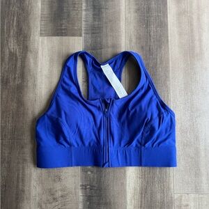 abletics Blue Zip-Front Sports Bra | Size L